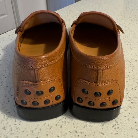 Tod’s Tan Leather Buckle Loafers Women's EU 36.5 US 6.5 Square Toe - Picture 3 of 10